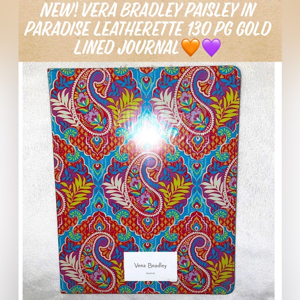 🎉HP🎉New! Vera Bradley Paisley Paradise Leatherette 130 Pg Gold Lined Journal🧡